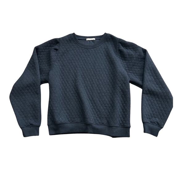 Marine Layer Quilted Puff-Sleeve Sweatshirt Charcoal Gray Women’s Size L - Picture 1 of 4